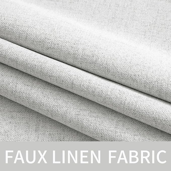 MIULEE Linen Textured Curtains for Bedroom Solid 100% Blackout Thermal Insulated Heathered White Grommet Room Darkening Curtains & Drapes Luxury Decor for Living Room 52 x 54 Inch (2 Panels)