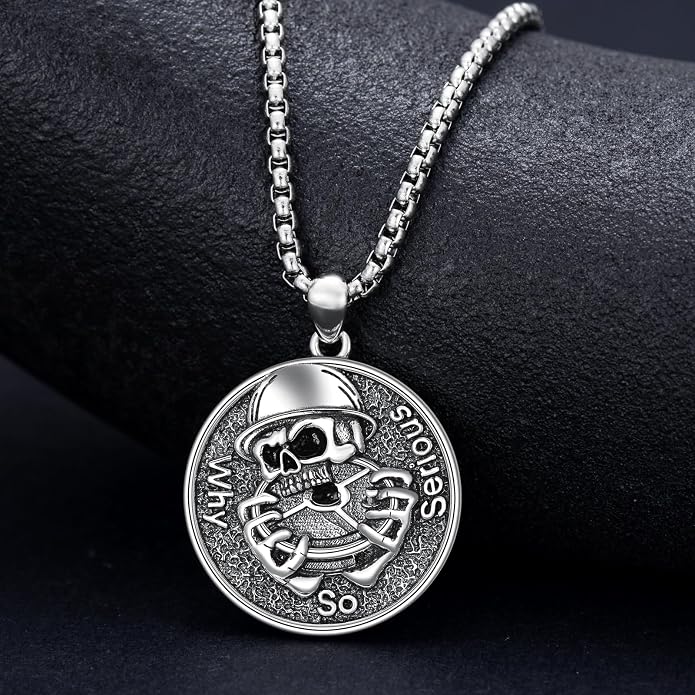 Skull/Skeleton Memento Mori Necklace 925 Sterling Silver Skull/Skeleton Pendant Hourglass Necklace Skull/Skeleton Jewelry for Men Women