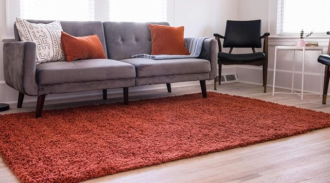 Unique Loom Solid Shag Collection Area Rug (2' x 3' 1" Rectangle, Terracotta)