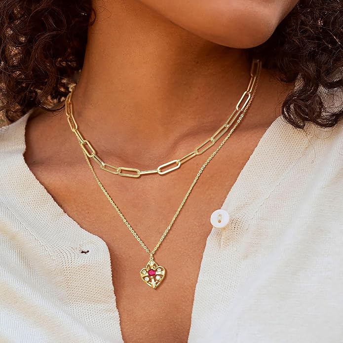 Dremmy Studios Dainty Gold Choker Necklace for Women 14K Gold Plated Coin Disc Figaro Layered Beaded Flat Mariner Sideways Cross Wishbone Link Clavicle Necklaces