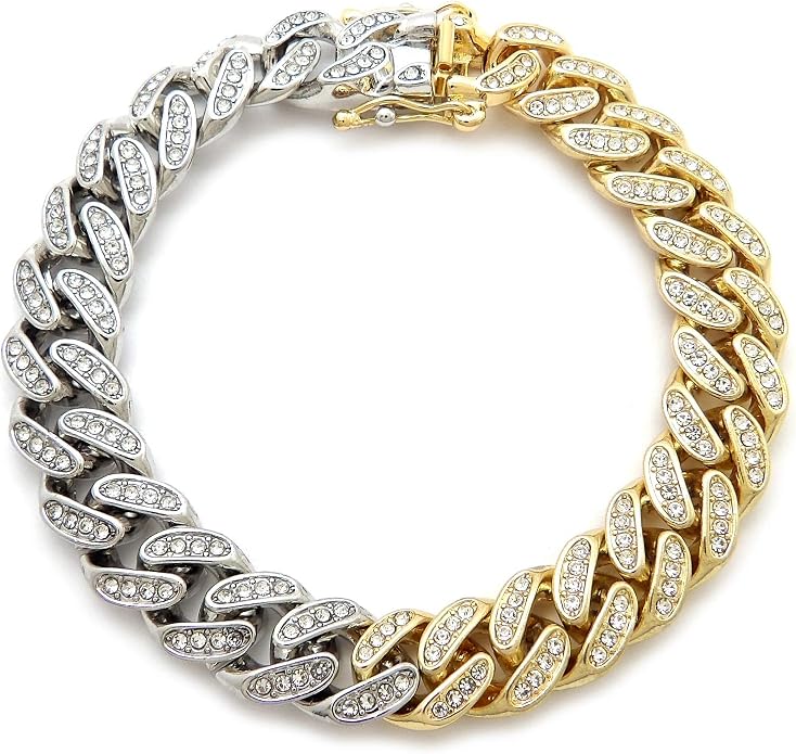 Fashion 21 Women's Stone Filled 10mm, 12mm Various Length Box Lock Cuban Chain Anklet