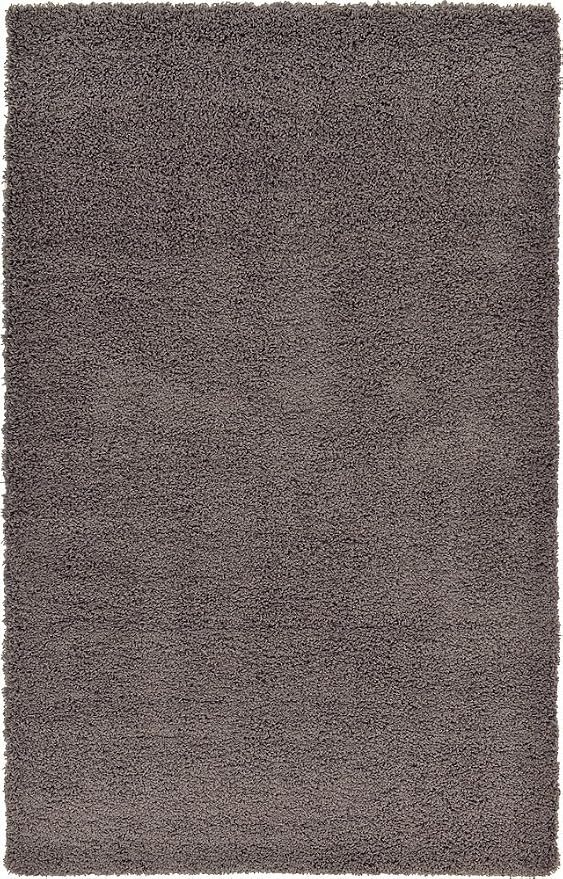 Unique Loom Solid Shag Collection Area Rug (5' 1" x 8' Rectangle Graphite Gray)