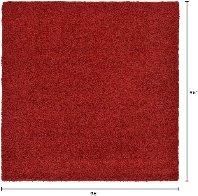 Unique Loom Solid Shag Collection Area Rug (8' Square, Cherry Red)