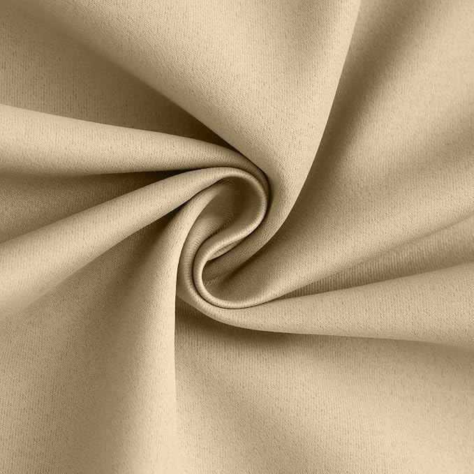 Yakamok Beige 100% Blackout Curtains 84 Inches Long for Bedroom 50" Wide | Blackout Curtain Panels for Bedroom, 2 Thick Layers Grommet Top Thermal Insulated Drapes with White Back for Living Room