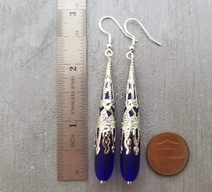 Handmade Sea Glass Earrings, Hawaiian Jewelry for Women, Long Teardrop Earrings Beach Jewelry, Sea Glass Jewelry For Women Birthday Gift For Her