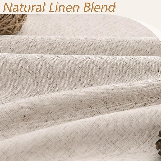 Guken Oatmeal 100% Blackout Curtains 120 Inch Length 2 Panels Set for Living Room Bedroom Back Tab Thermal Insulated Black Out Linen Drapes Room Darkening Window Curtains 52x120