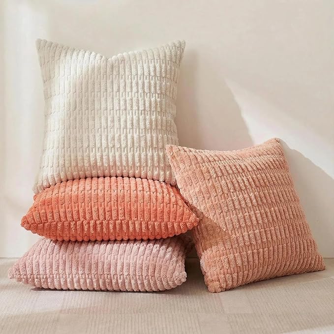 Fancy Homi 4 Packs Decorative Throw Pillow Covers for Living Room Couch Bed, Modern Farmhouse Boho Home Décor Accent Cushion Case, 28" x 28", Pink Series