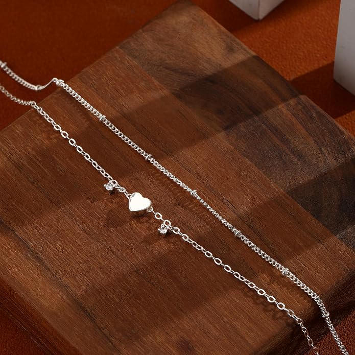 Ankle Bracelets for Women 14K Gold/Silver Plated Cross Heart Bead Anklet Waterproof Adjustable Chain Non Tarnish Cute Boho Trendy Dainty Summer Beach Foot Jewelry Gift for Her