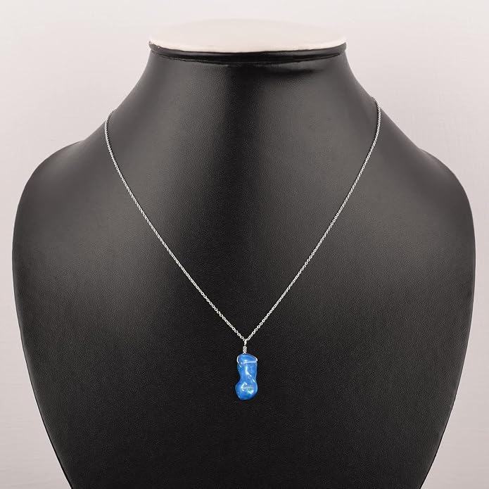 Natural Gemstone Pendant Necklace for Women Handmade Birthstone Healing Crystal Jewelry Chain 20" Stone Birthday Christmas Wedding Gifts for Her