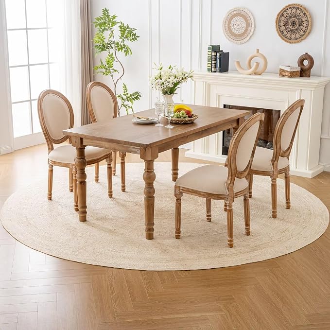 Shatex White Round Rug 4 Feet, Hand Braided Textured Jute Rug Rustic Style for Home Decor, Bedroom, Living Room, 100% Natural Jute Fiber, Off-White