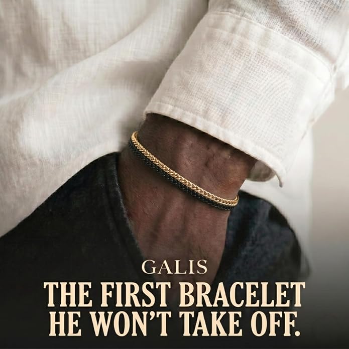 Galis Mens Bracelet - Stainless Steel, Non Tarnish Rope Chain Bracelets, Stylish Fathers Day Gift for Dad, Husband, Boyfriend.