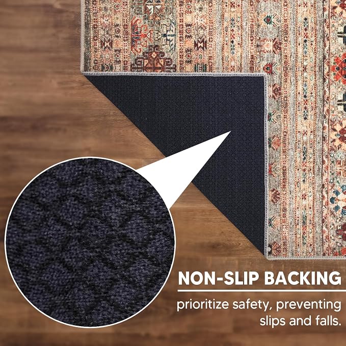 Keen Home Design 30"x120" Rug - Machine Washable Runner with Non-Slip Backing, Ideal for Hallway, Entryway, Kitchen, Laundry Room - Vintage, Easy Clean, Durable, Low Pile Rug - (2'6" x 10')