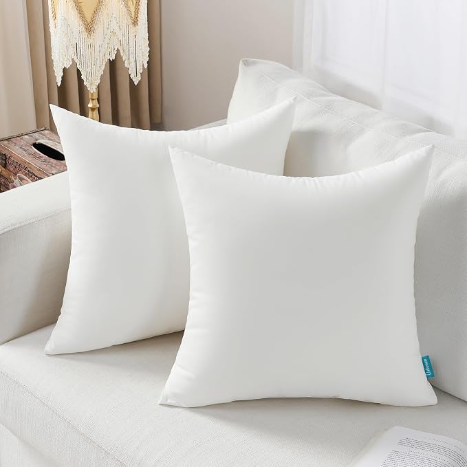 Oubonun 24x24 Waterproof Outdoor Pillow Inserts – Set of 2 Firm & Fluffy, Water Resistant Throw Pillows for Patio, Garden, Porch, or Indoor Decorative
