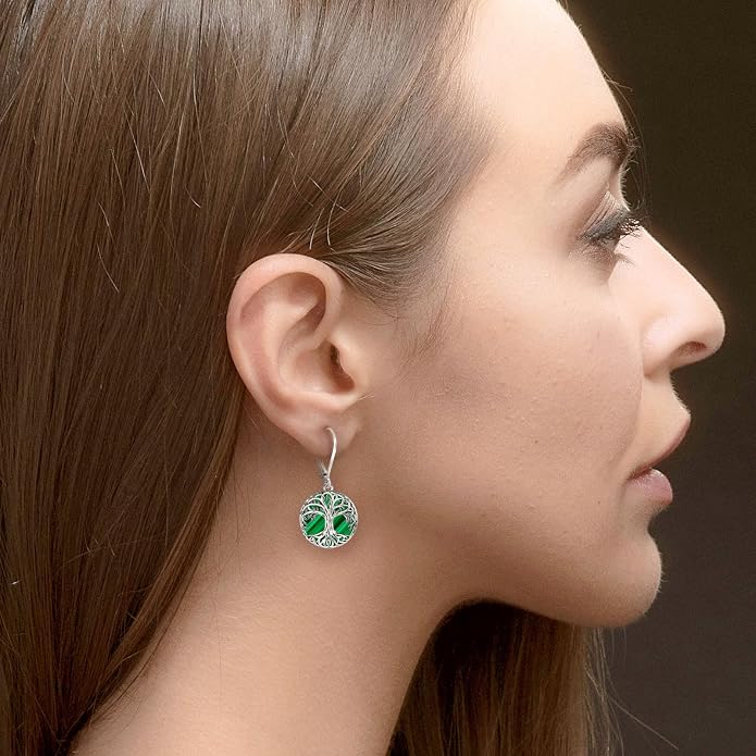 Tree of Life/Cat/Turtle/Butterfly/Flower/Celtic/Turquoise/Moonstone Dangle Earrings for Women Sterling Silver Cute Animals Drop Earrings Jewelry Gifts