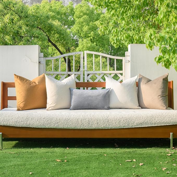 a moment Waterproof Throw Pillow Covers Set of 4, 16x16 Inch Outdoor Stain Resistant Pet Friendly Pillowcases Cushion Covers for Patio Sofa and Living Room, Brown