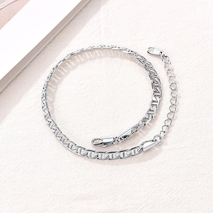 FOCALOOK 14K Gold Plated Anklets for Women Waterproof Plus Size Ankle Bracelet 8.5-10.5 Inch Adjustable Mariner/Figaro/Flat Snake/Cuban Link Chain Anklet Jewelry for Summer Beach Holiday