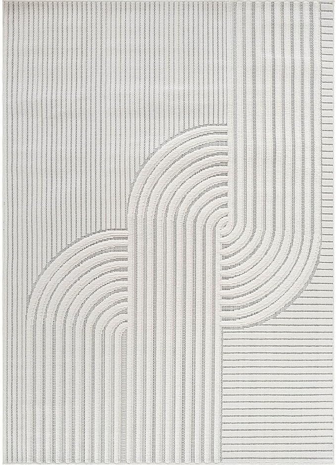 CAMILSON Modern Rug 9x12 Luxury Swirl Curved Large Micro Loop Area Rugs Soft High-Low Pile Stain Resistant Easy to Clean Non-Shedding Durable Living Room Kitchen Indoor Carpet (White)