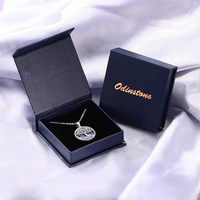 Odinstone Tree of Life Necklace, Sterling Silver Pendant for Women Family Tree Necklaces Jewelry for Mom/Wife/Grandma(With Fine Gift Box)