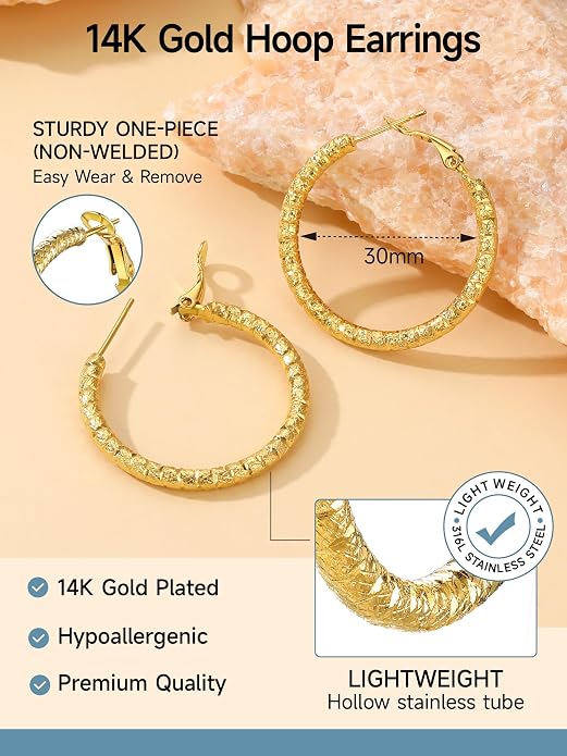 PROSTEEL 30/40/60/80/100mm Chunky Hoop Earrings For Women Gold Plated/Black Stainless Steel Hoops Earrings Statement Jewelry