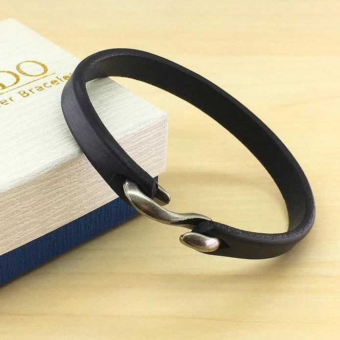 Mens Genuine Leather Bracelet - Handmade Adjustable Leather Cuff Bracelet punk Style leather wrap Wristband for Men