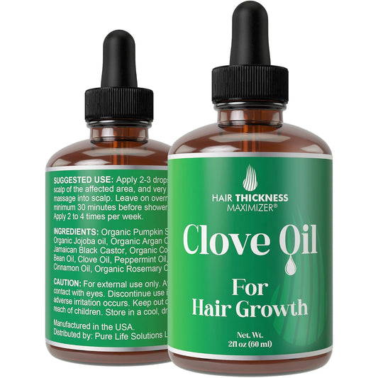 Clove, Rosemary, Peppermint & Jamaican Black Castor Oil Serum - Vegan Hair Growth Treatment for Thickening, Moisturizing & Strengthening Weak Hair, 2oz