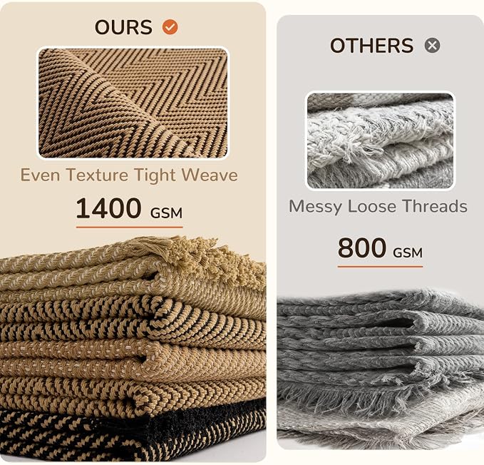 9x12 Washable Boho Area Rug with Tassels for Living Room Beige Coffee | Vacuum Friendly, Machine Washable, Non-Slip Rug, Modern Farmhouse Neutral Decor Carpet, Bedroom Dining Room Office Kitchen