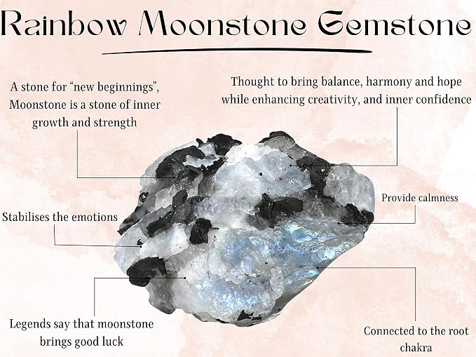Amazing Gemstone Rainbow Moonstone Crystal Necklace for Women - Premium Raw Healing Crystals for Gifts for Mom, Mothers, Teen Girls and Girlfriend