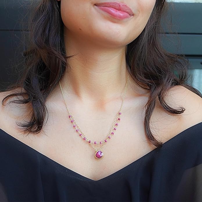 Layering Necklace for Women, Premium Layered Gold Healing Crytsal Necklaces - Tarnish Free 18K Gold Vermeil Certified S925 Classic Stack Necklace Gold Jewelry for Women - Mothers Day Gifts for Mom Wife