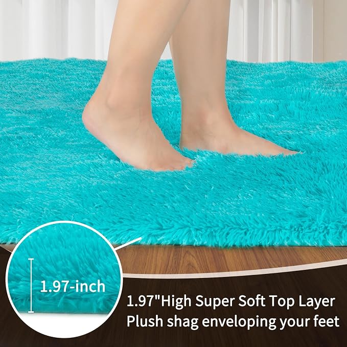 Sour Lemon 8x10 Area Rugs for Bedroom Living Room, Large Fluffy Shag Rug | Shaggy Carpet, Soft Plush Furry Bedside Rugs, Anti Slip,Washable Area Modern Rugs Floor Mat for Kids Girls Boys Living Room