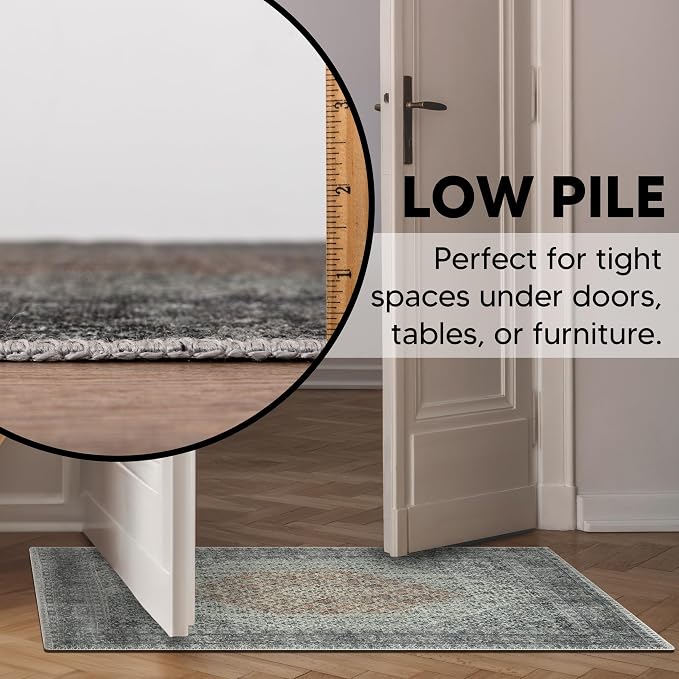 Keen Home Design 24"x36" Rug - Machine Washable Entry Rug with Non-Slip Backing, Ideal for Enteryway, Kitchen, Bathroom, Laundry Room - Vintage, Easy Clean, Durable, Low Pile - (2' x 3')
