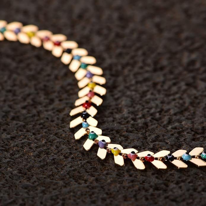 LOYATA Dainty Ankle Bracelet,14K Gold Plated Tiny Bead Anklet Dainty White Cubic Zirconia Cross Tassel Foot Chain Cute Lucky Moon Evil Eye Foot Jewelry Boho Anklets for Women