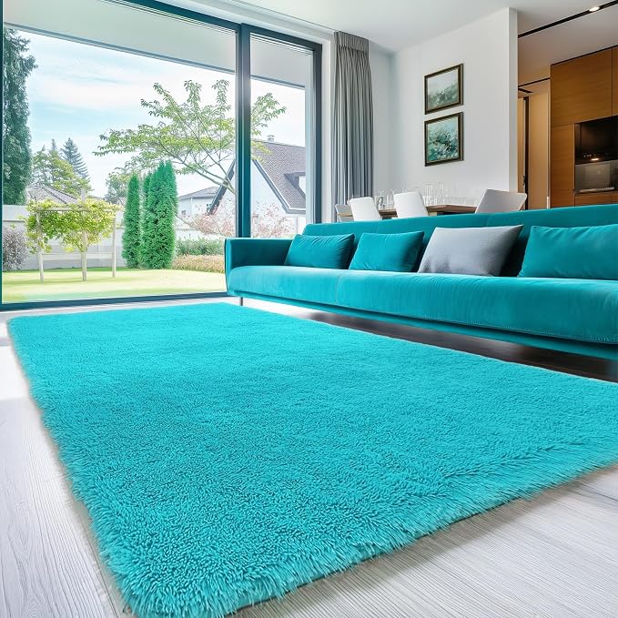 Sour Lemon 8x10 Area Rugs for Bedroom Living Room, Large Fluffy Shag Rug | Shaggy Carpet, Soft Plush Furry Bedside Rugs, Anti Slip,Washable Area Modern Rugs Floor Mat for Kids Girls Boys Living Room