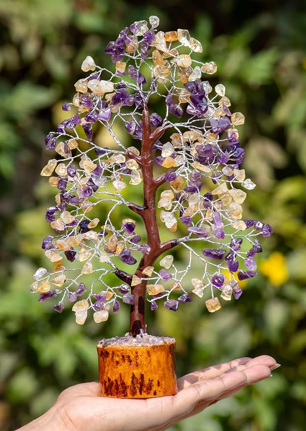 Crocon® Amethyst & Citrine Crystal Tree of Life for Unique Gifts for Mom, Dad, Home and Office Decor, Handmade Gemstone Healing Crystals Tree for Positivity, Good Luck, Birthday Gifts for Women, Men
