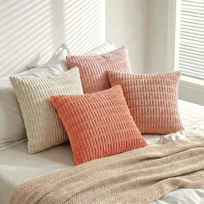Fancy Homi 4 Packs Decorative Throw Pillow Covers for Living Room Couch Bed, Modern Farmhouse Boho Home Décor Accent Cushion Case, 28" x 28", Pink Series