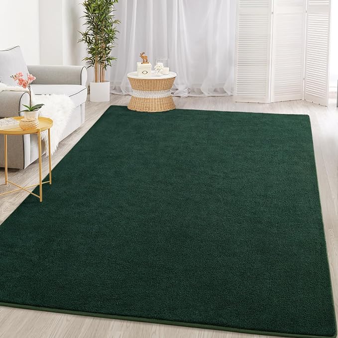 Gifeas Large Ultra Soft Modern Area Rugs for Living Room Bedroom, 4x6 Feet Deep Green Thickened Memory Foam Indoor Solid Minimalist Carpets, Non-Slip Comfy Rug for Boys Girls Nursery Room Home Decor
