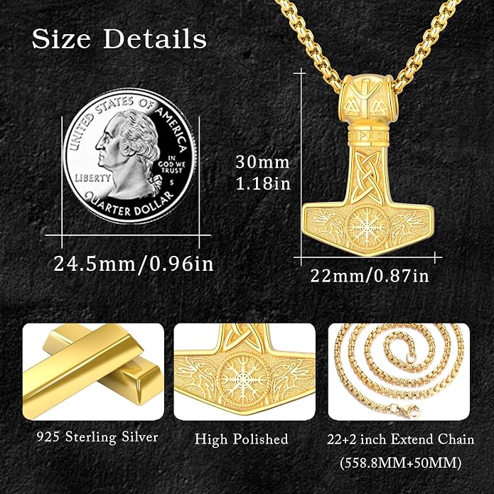 Viking Necklace for Men 925 Sterling Silver Nordic Viking Necklace Viking Amulet Jewelry Gifts for Men Women