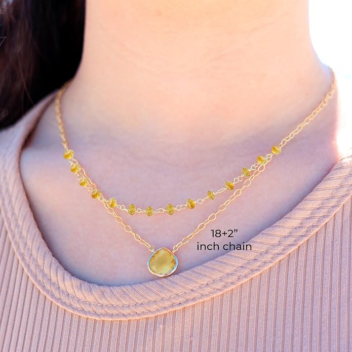 Layering Necklace for Women, Premium Layered Gold Healing Crytsal Necklaces - Tarnish Free 18K Gold Vermeil Certified S925 Classic Stack Necklace Gold Jewelry for Women - Mothers Day Gifts for Mom Wife