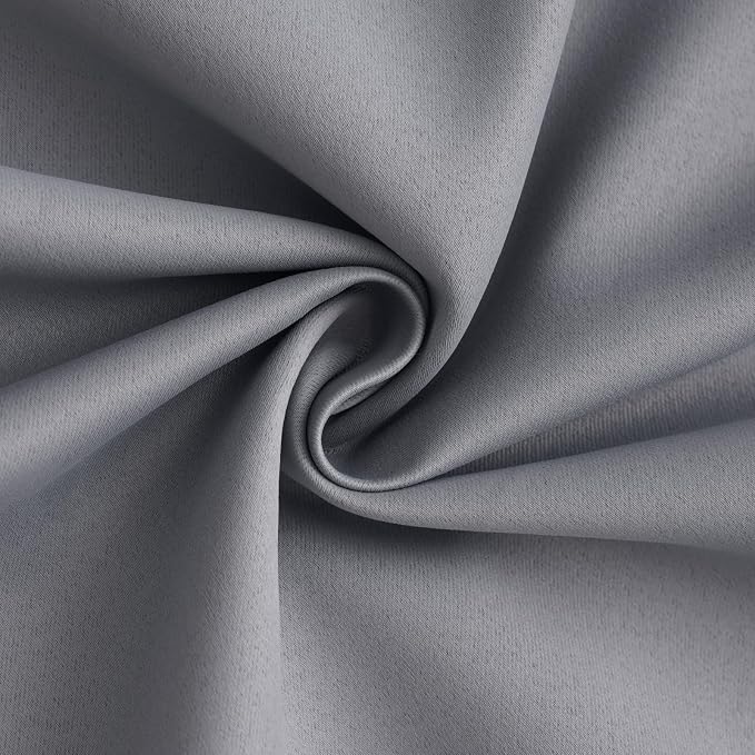 Yakamok Grey 100% Blackout Curtain Panels 84 inches, 50" Wide, 2 Panels | Blackout Curtain Panels for Bedroom, 2 Thick Layers Grommet Top Thermal Insulated Drapes with White Back for Living Room