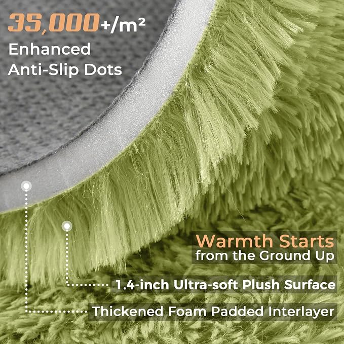 OPPODREAM 4x6 Light Green Rugs for Bedroom, Ultra-Soft Fluffy Area Rugs for Living Room, 4 x 6 Shag Carpet for Nursery, Kids, Girl, Boy, Baby, Plush, Fuzzy, Shaggy, Cute Home Decor