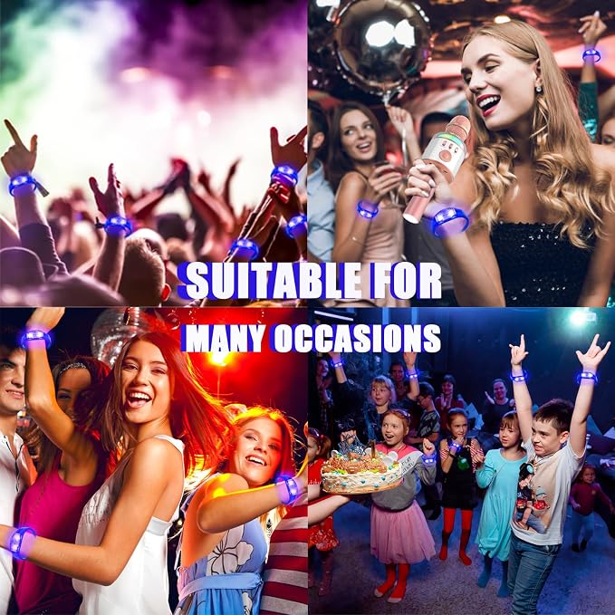 24 Pcs LED Glow Bracelets Sound Activated Led Flashing Bracelet Music Control Light Up Bracelets,Glow in The Dark Party Supplies For Birthday Carnival Concerts Night Events Christmas Gift (blue)