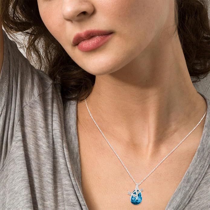 PRAYMOS S925 Sterling Silver Birthstone Necklaces for Women Dainty CZ Necklace Dragonfly Pendant Minimalist Jewelry Gift