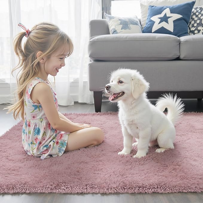 Rugs for Living Room 6x9, Alfombras para Salas Shag Large Plush Soft Area Rug, Shaggy Carpets for Bedroom,Home Decor Aesthetic(Blush, 6 x 9)