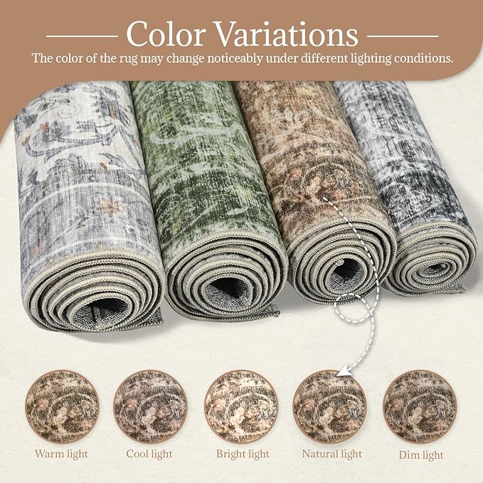 Machine Washable Entryway Small Area Rugs: Soft Non-Slip Low Pile Door Mat Indoor Entrance 2x3 ThrowRug for High-Traffic Areas Kitchen, Hallway, Farmhouse Decor