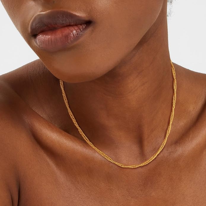 Dremmy Studios Dainty Gold Choker Necklace for Women 14K Gold Plated Coin Disc Figaro Layered Beaded Flat Mariner Sideways Cross Wishbone Link Clavicle Necklaces