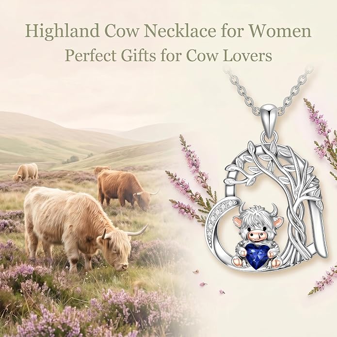 PELOVNY Teddy Bear Necklace for Women 925 Sterling Silver Bear/Highland Cow/Fox/Cat/Axolotl Birthstone Necklace Christmas Birthday Jewelry Gifts for Mom Daughter Wife Sister