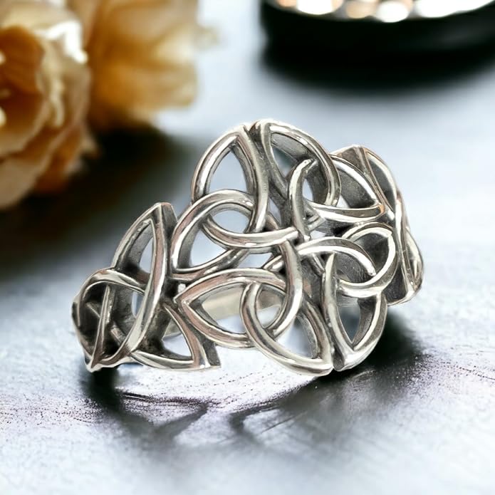 Celtic Knot Ring Sterling Silver 925 - Filigree Braided Irish Wedding Promise Engagement Self Love Rings - Norse Viking Jewelry for Women Size 5 6 7 8 9 10 11 12