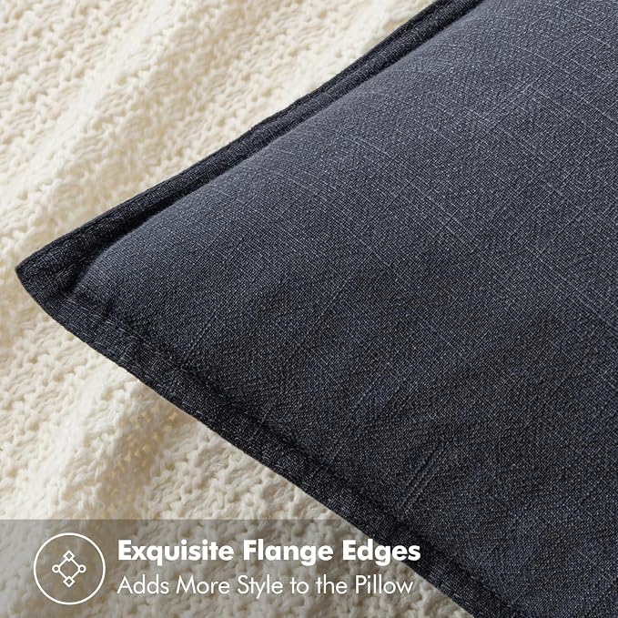 MIULEE Decorative Linen Pillow Covers 20x20 Inch Dark Gray | Boho Farmhouse Neutral Couch Throw Pillows for Bed, Pack of 2 Accent Modern Pillowcases, Sofa Livingroom Home Decor