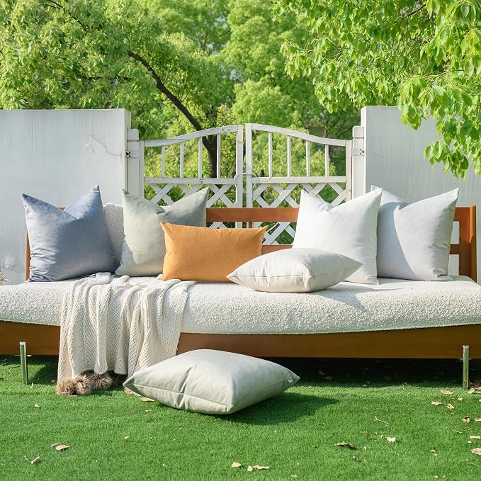 a moment Waterproof Throw Pillow Covers Set of 4,20x20 Inch Outdoor Stain Resistant Pet Friendly Pillowcases Cushion Covers for Patio Sofa and Living Room,Brown