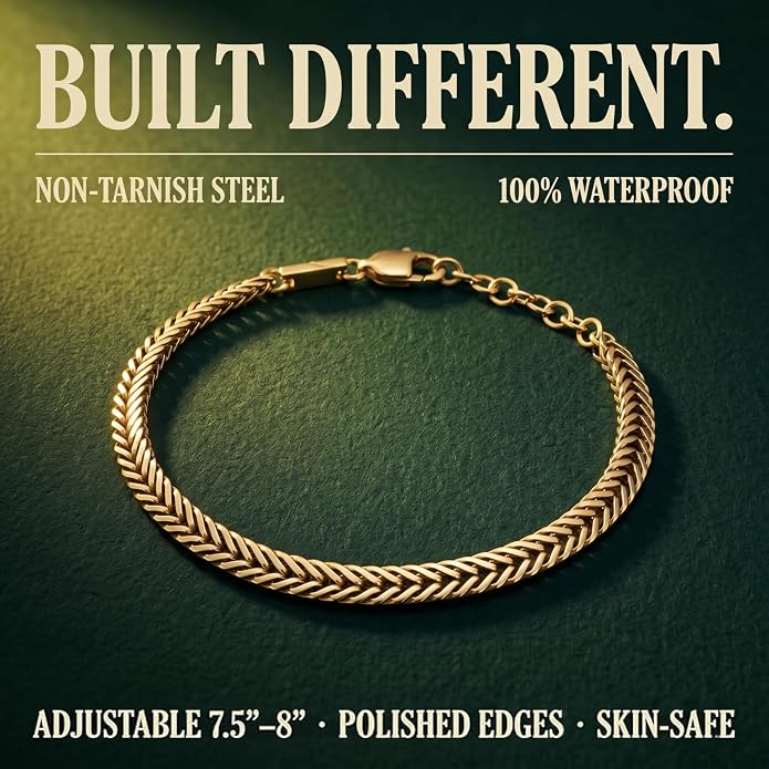 Galis Chain Bracelets For Men - Premium Stainless Steel, Silver, Gold Plated Non Tarnish - Mens Jewelry, Fathers Day Gift