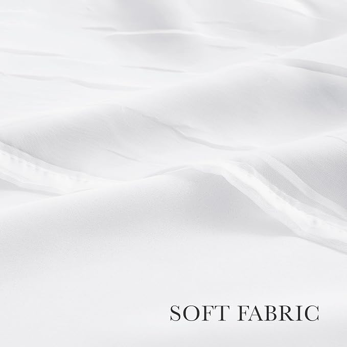 PONY DANCE White Curtains - Double Layer Curtains 84 inches Long with Sheer Overlay Nursery Panels for Bedroom/Living/Dining Room, 52 W by 84 L, Pure White, 2 Pieces